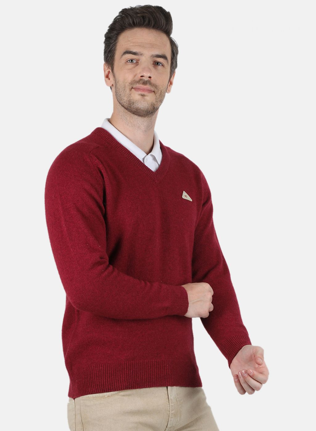 Men Red Solid Pullover