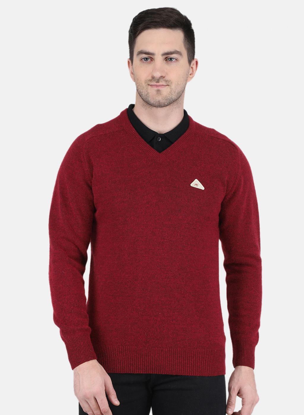 Men Maroon Solid Pullover