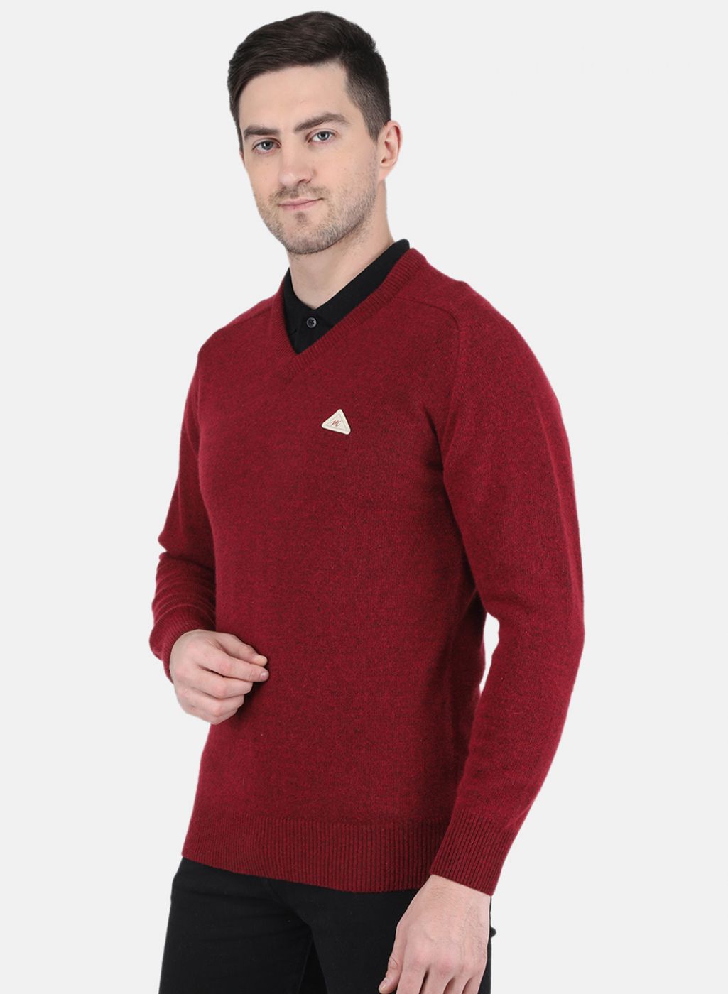 Men Maroon Solid Pullover