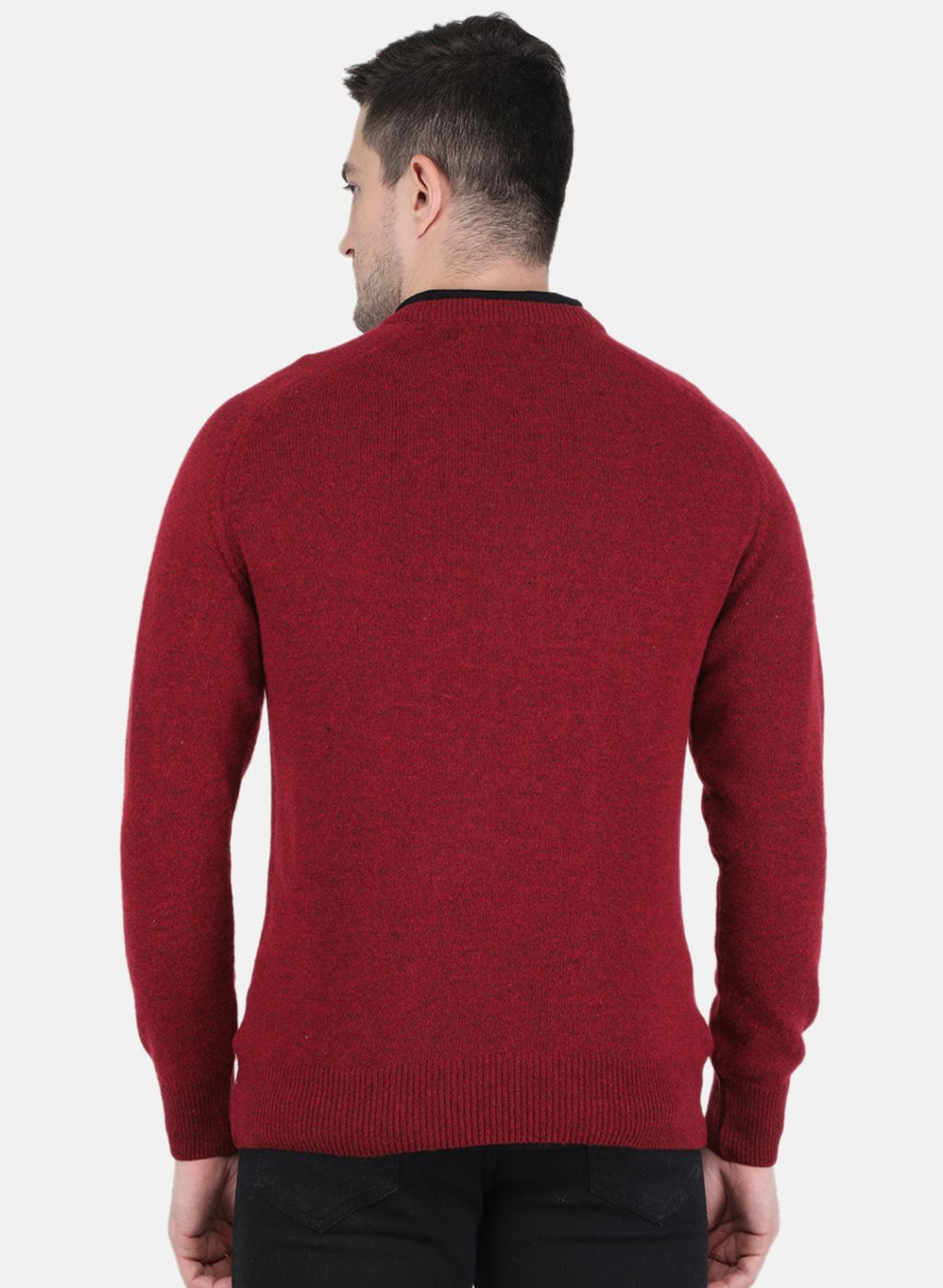 Men Maroon Solid Pullover