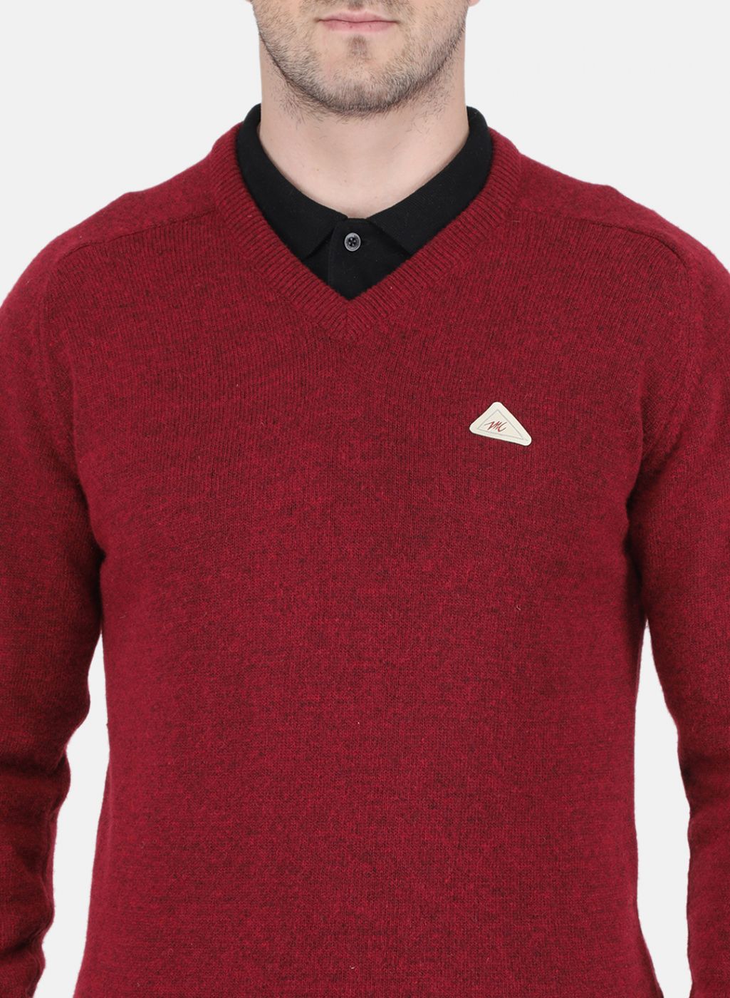 Men Maroon Solid Pullover