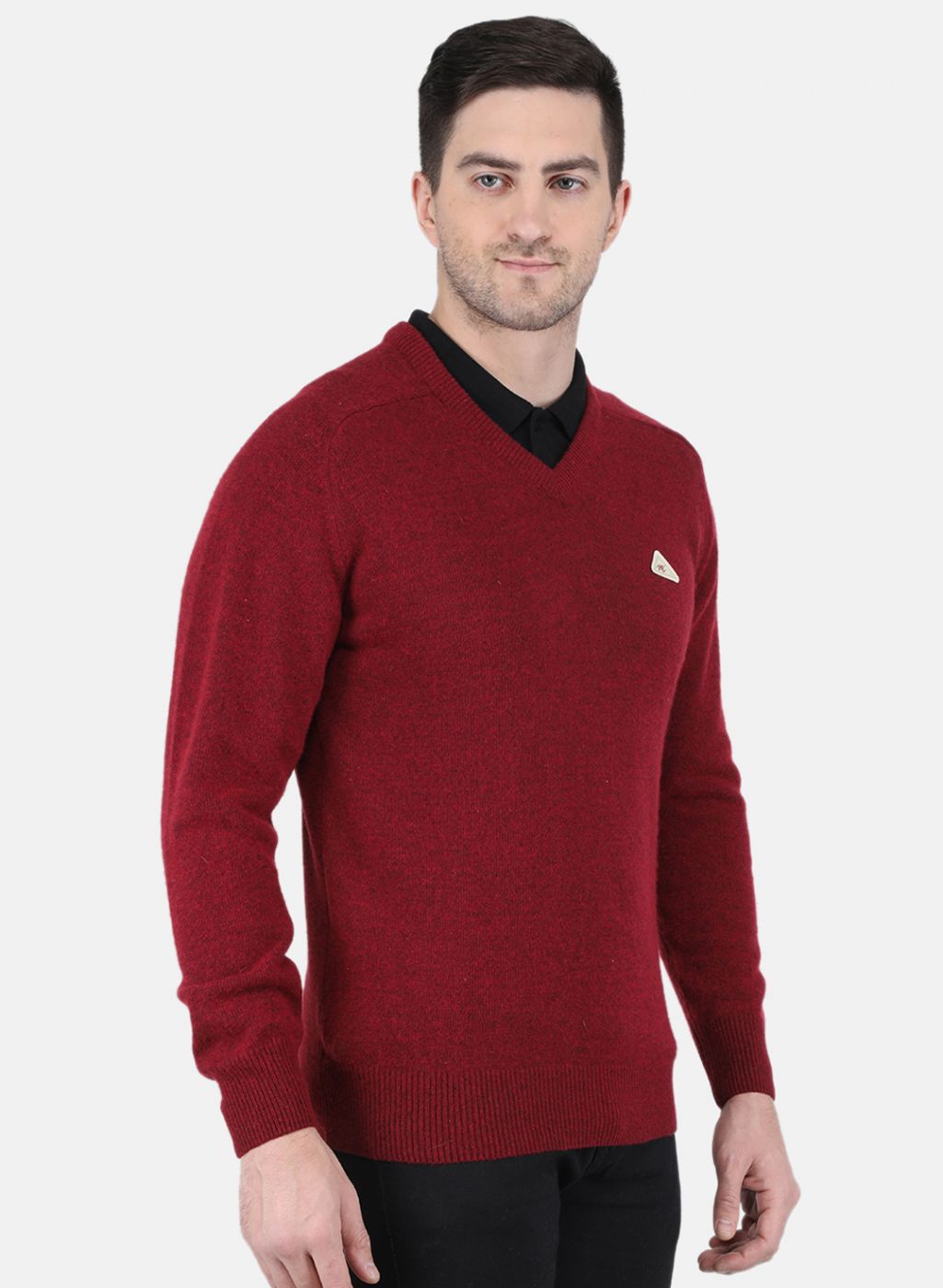 Men Maroon Solid Pullover