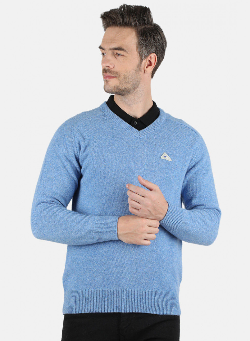 Men Blue Solid Pullover