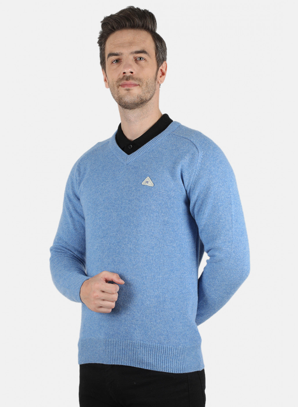 Men Blue Solid Pullover