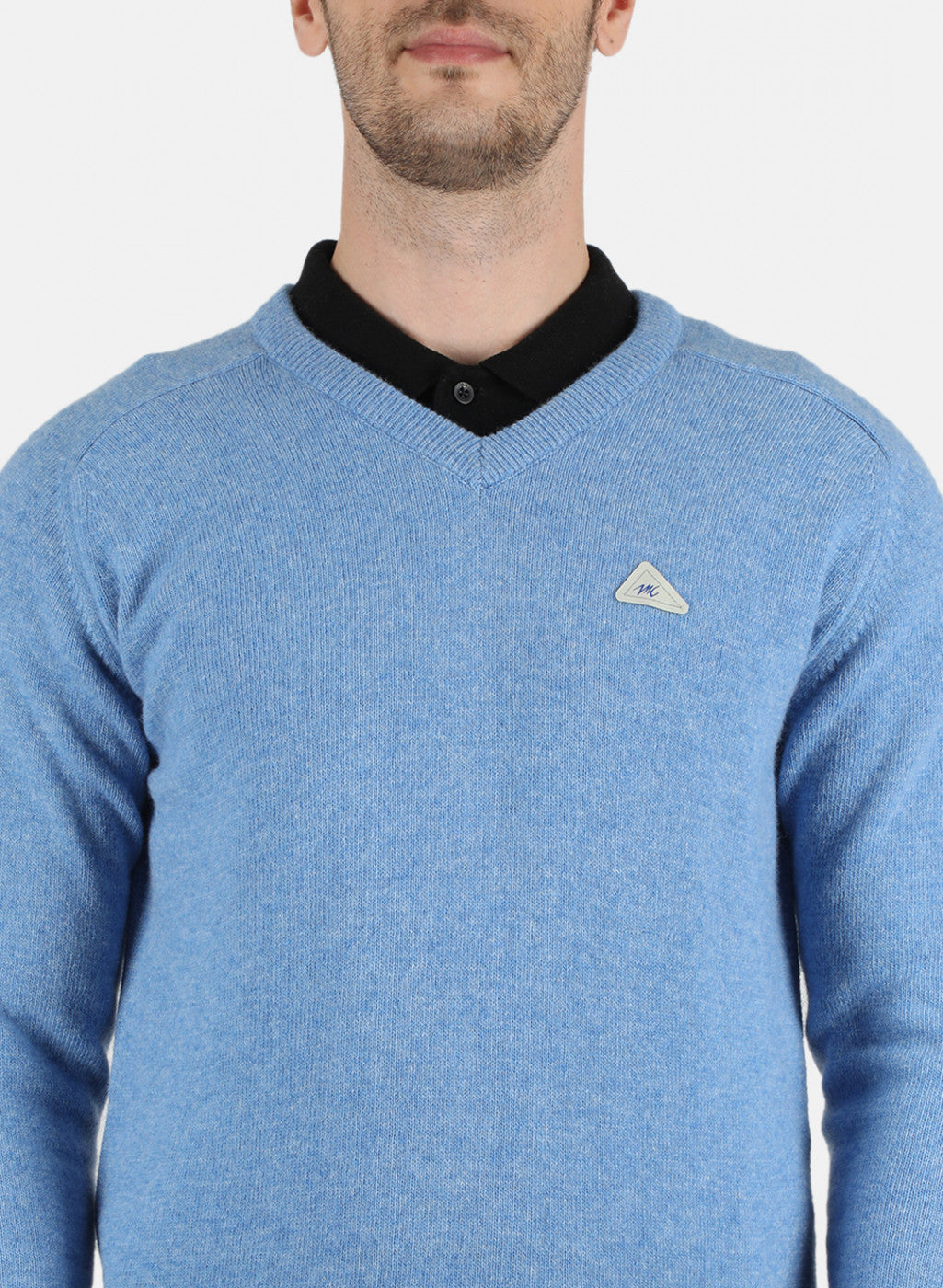 Men Blue Solid Pullover