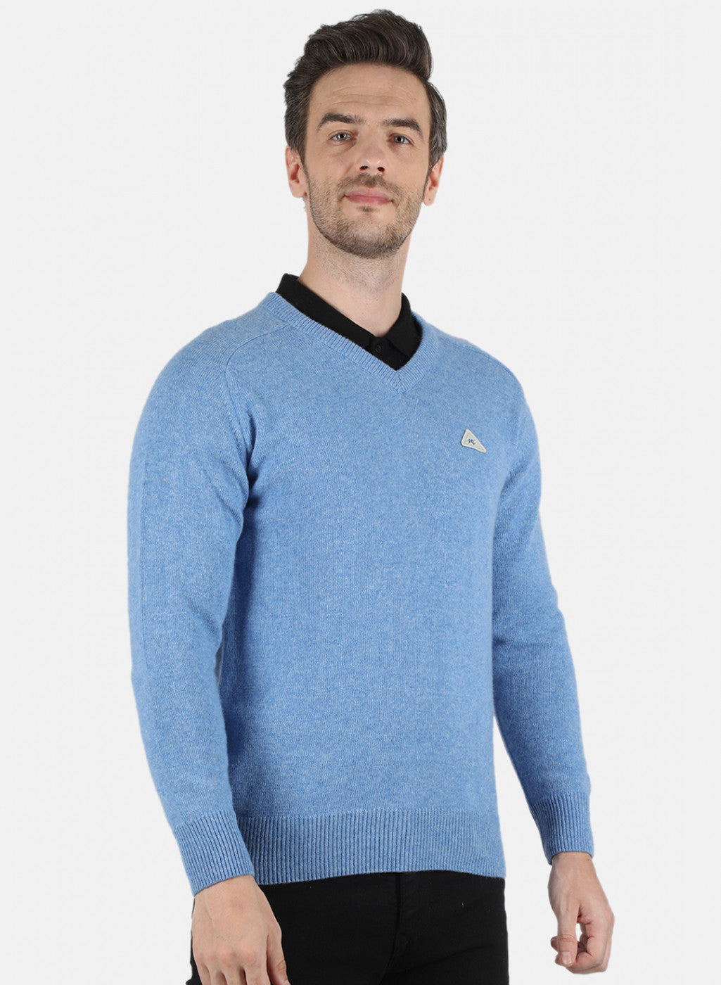 Men Blue Solid Pullover