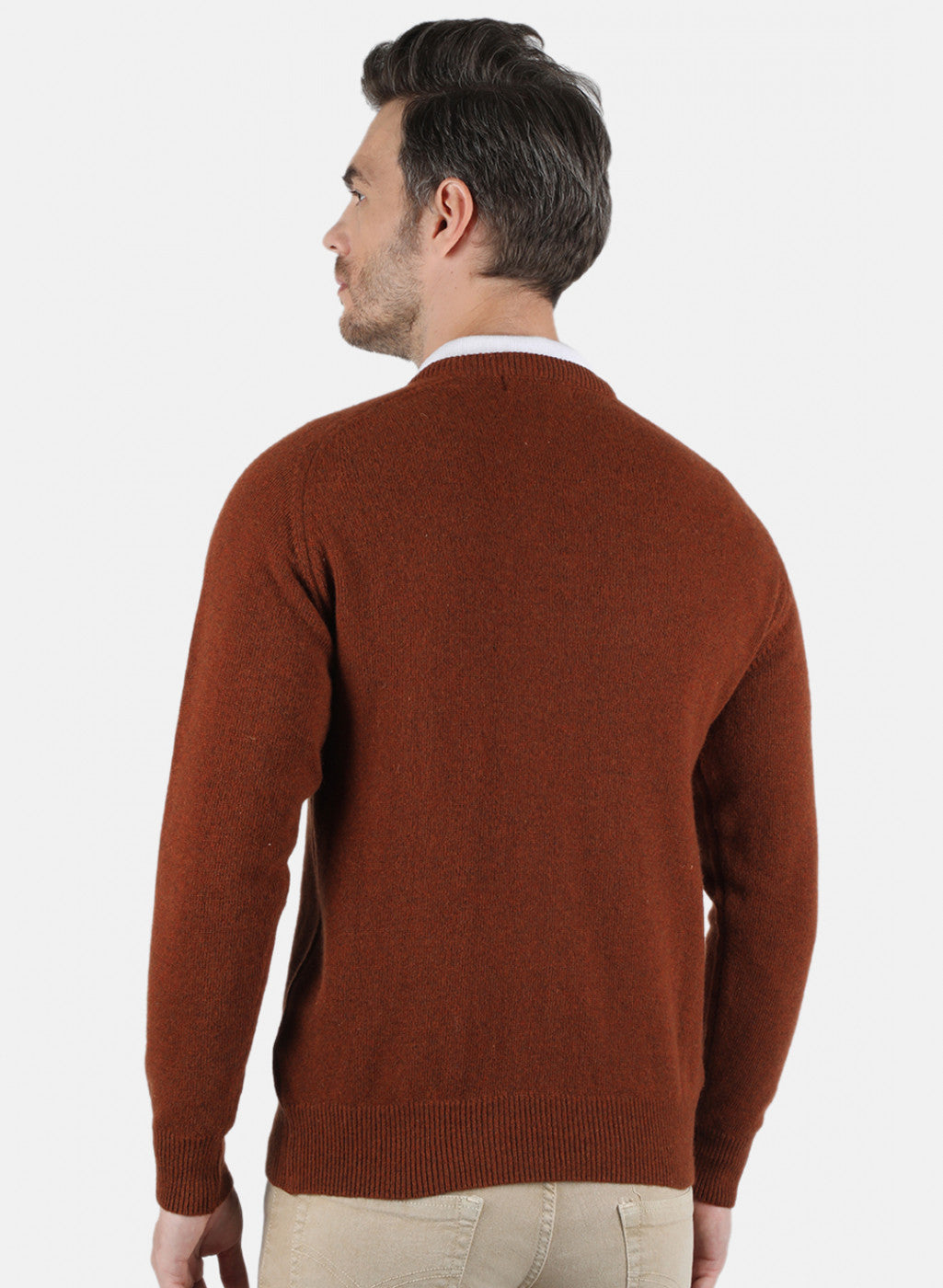 Men Brown Solid Pullover