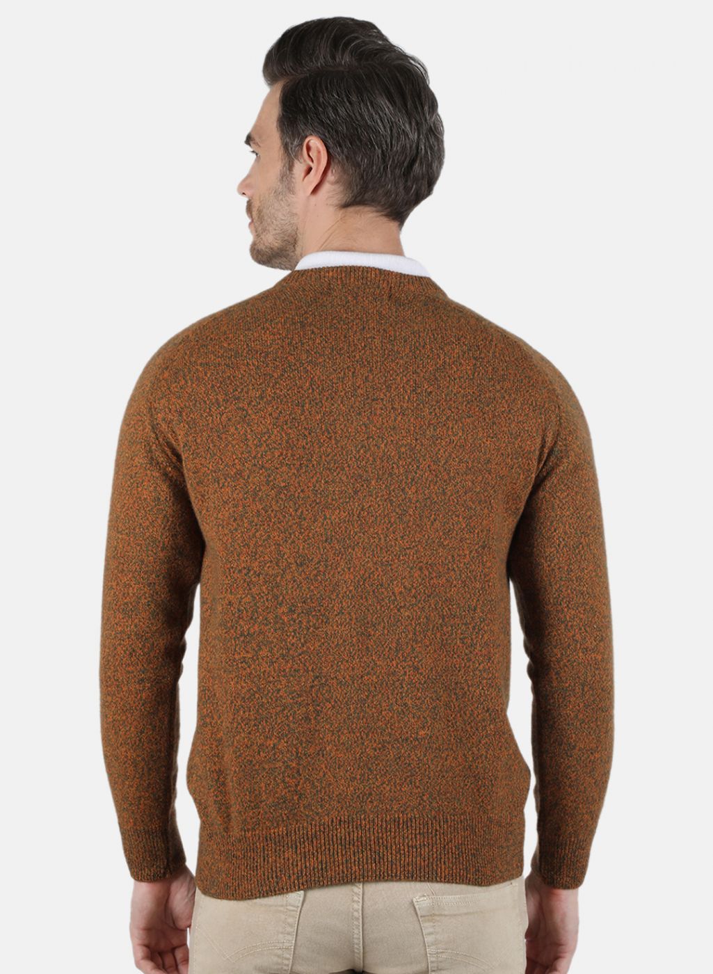 Men Orange Solid Pullover