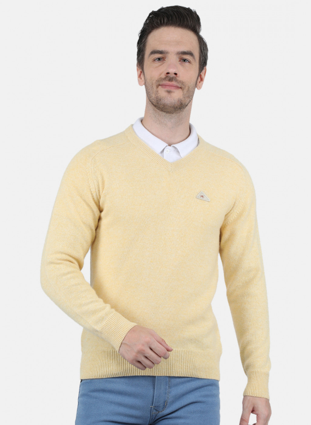 Men Beige Solid Pullover