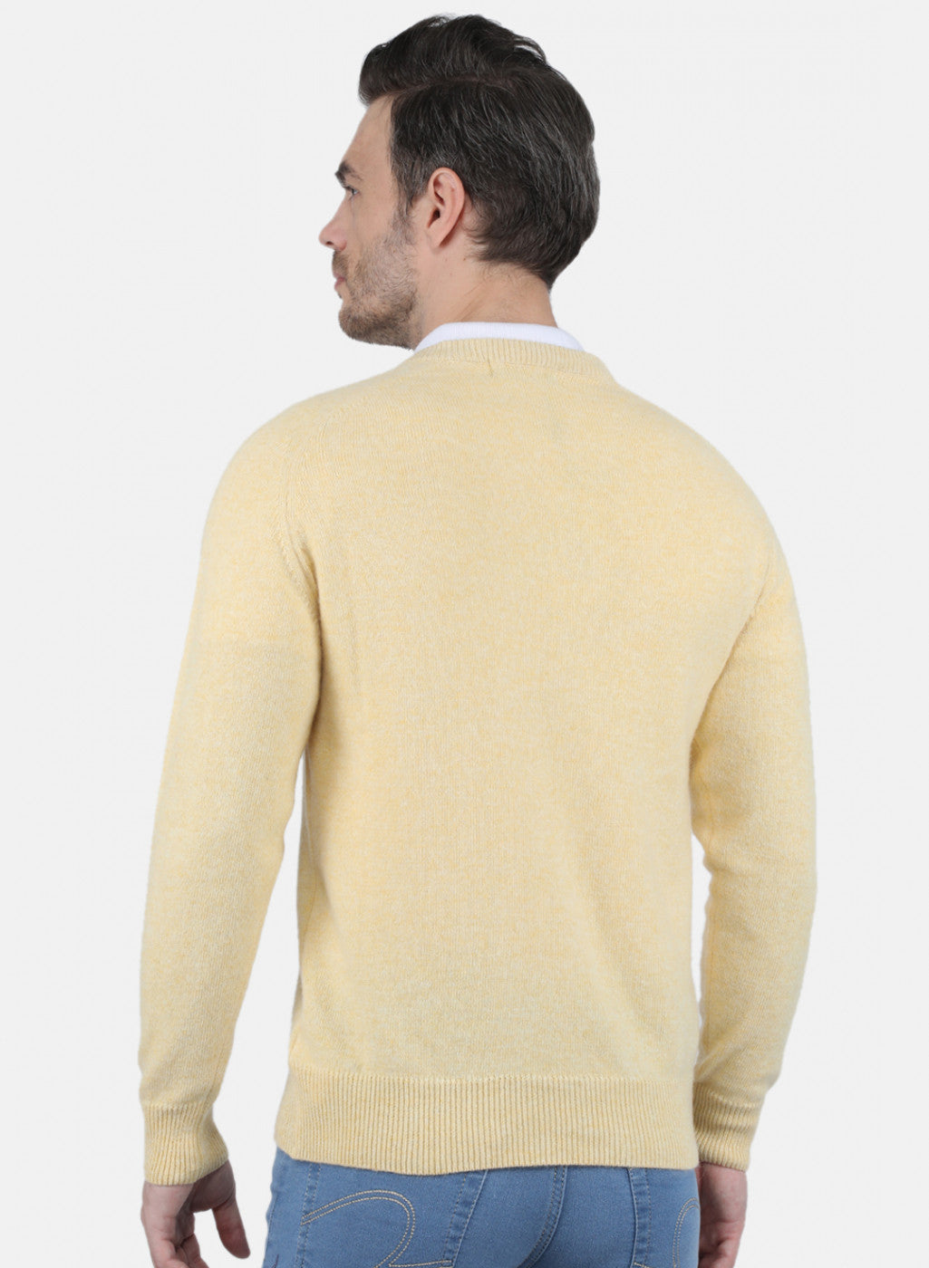 Men Beige Solid Pullover