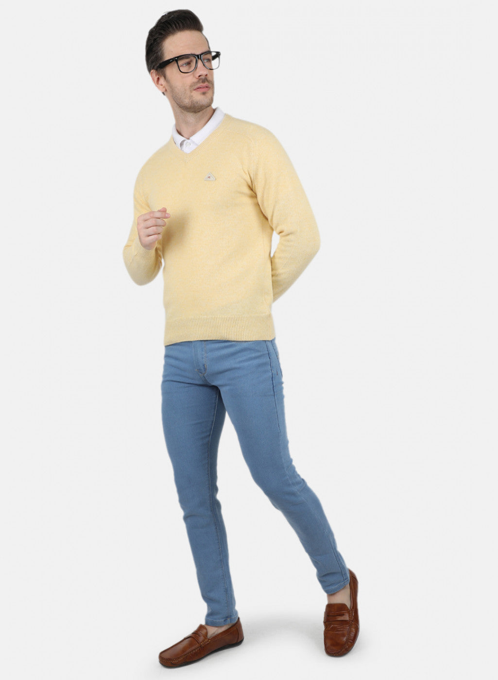 Men Beige Solid Pullover