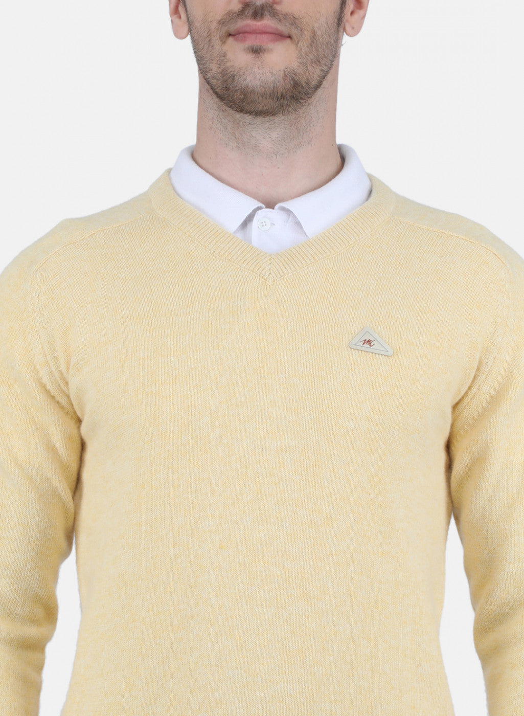 Men Beige Solid Pullover