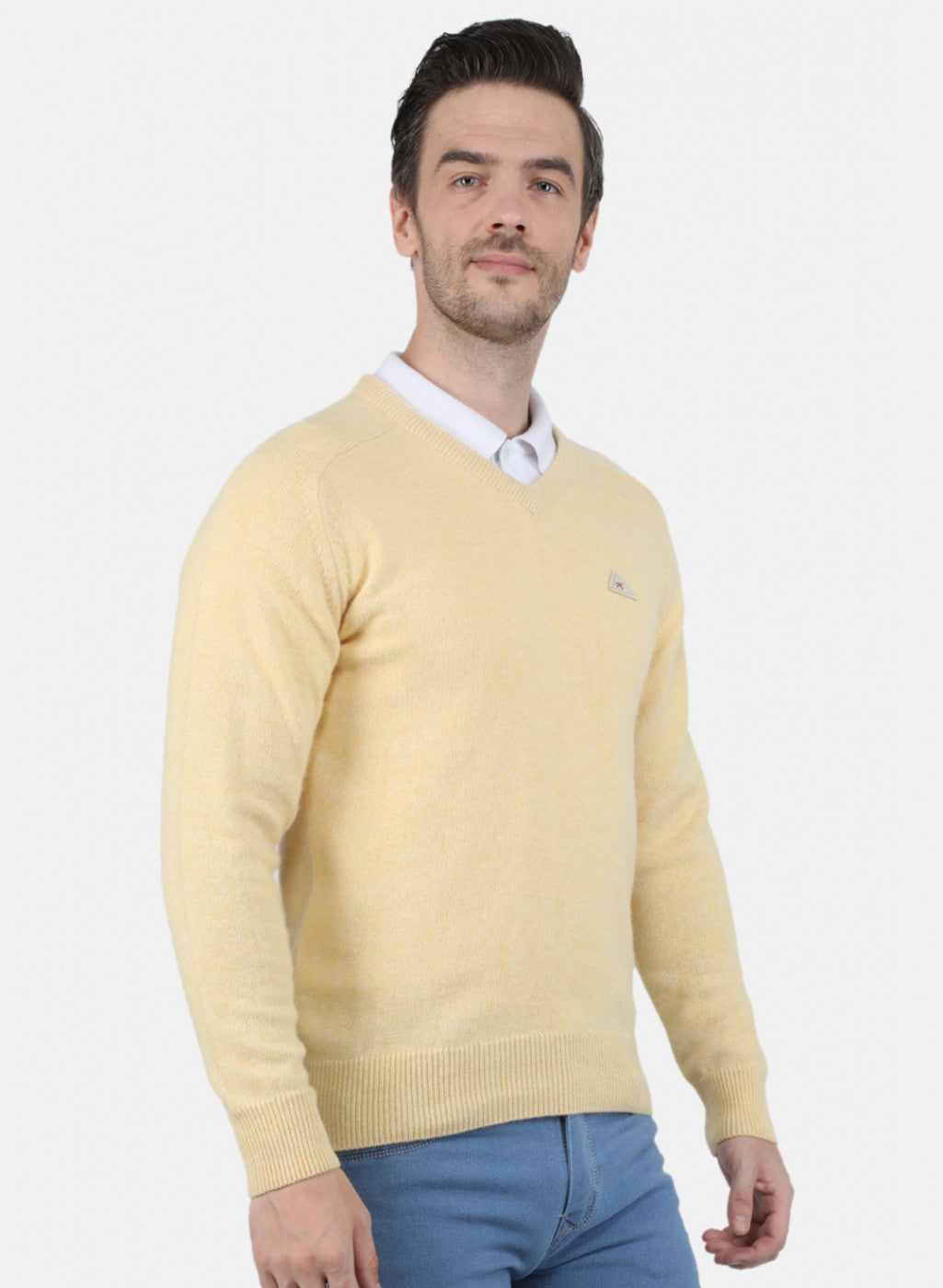 Men Beige Solid Pullover