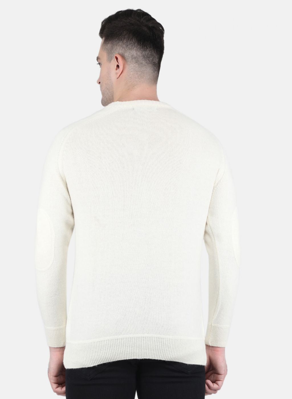 Men White Solid Pullover