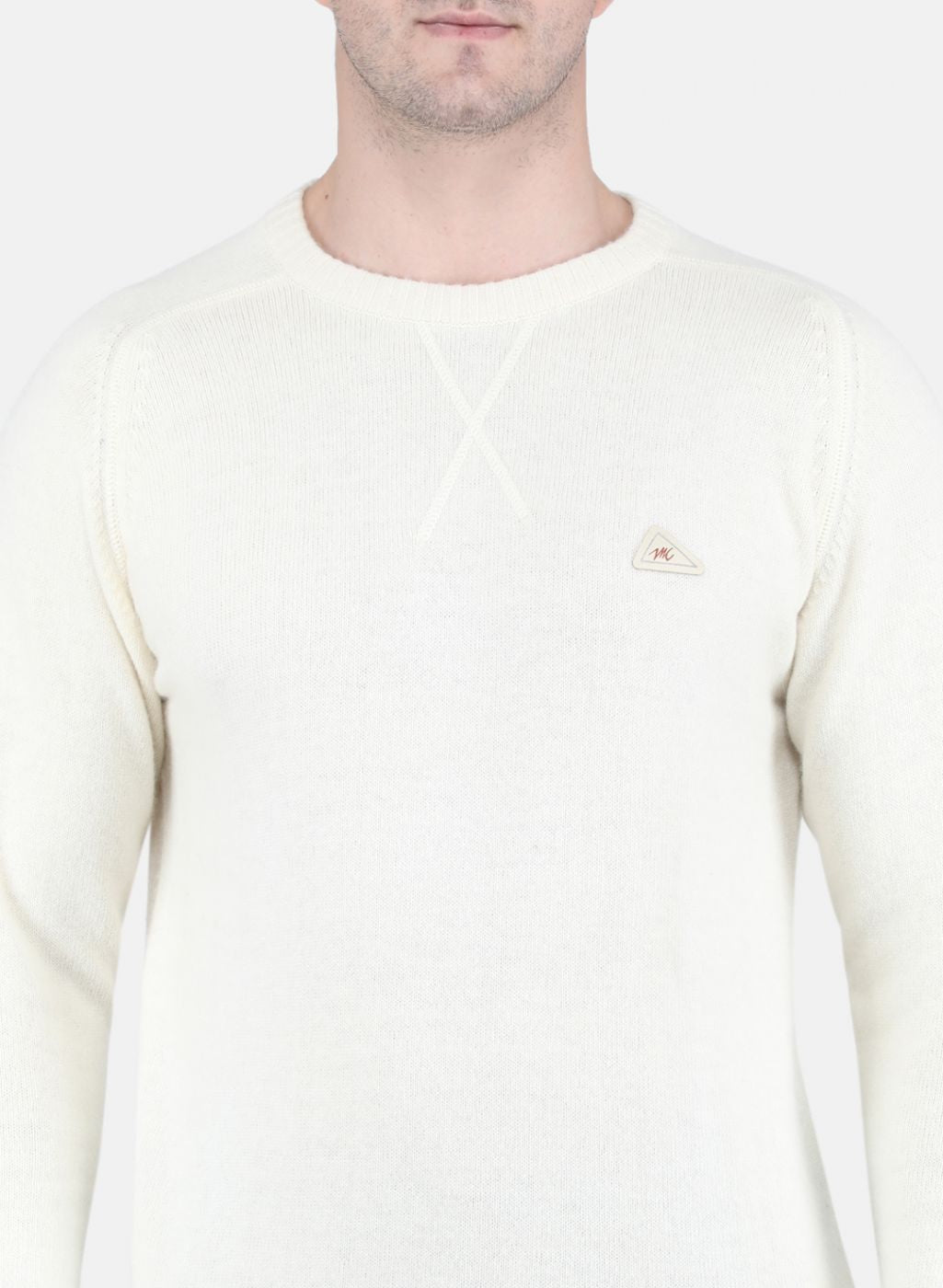 Men White Solid Pullover