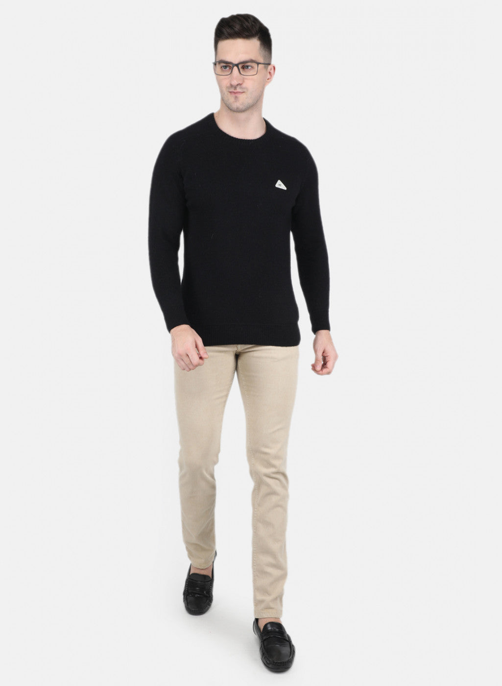 Men Black Solid Pullover