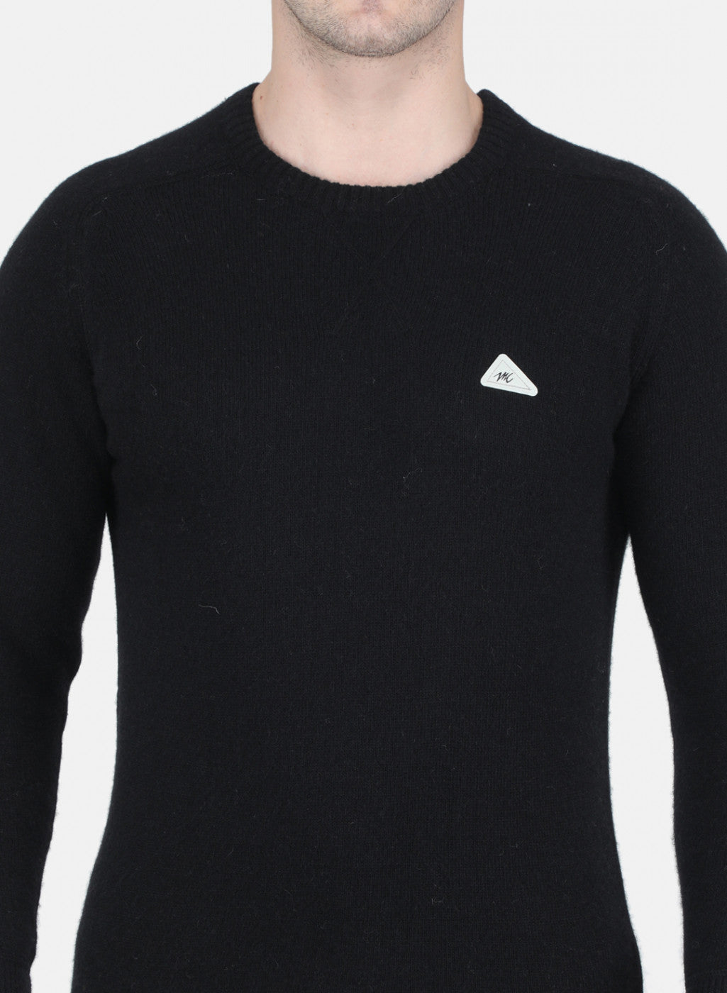 Men Black Solid Pullover