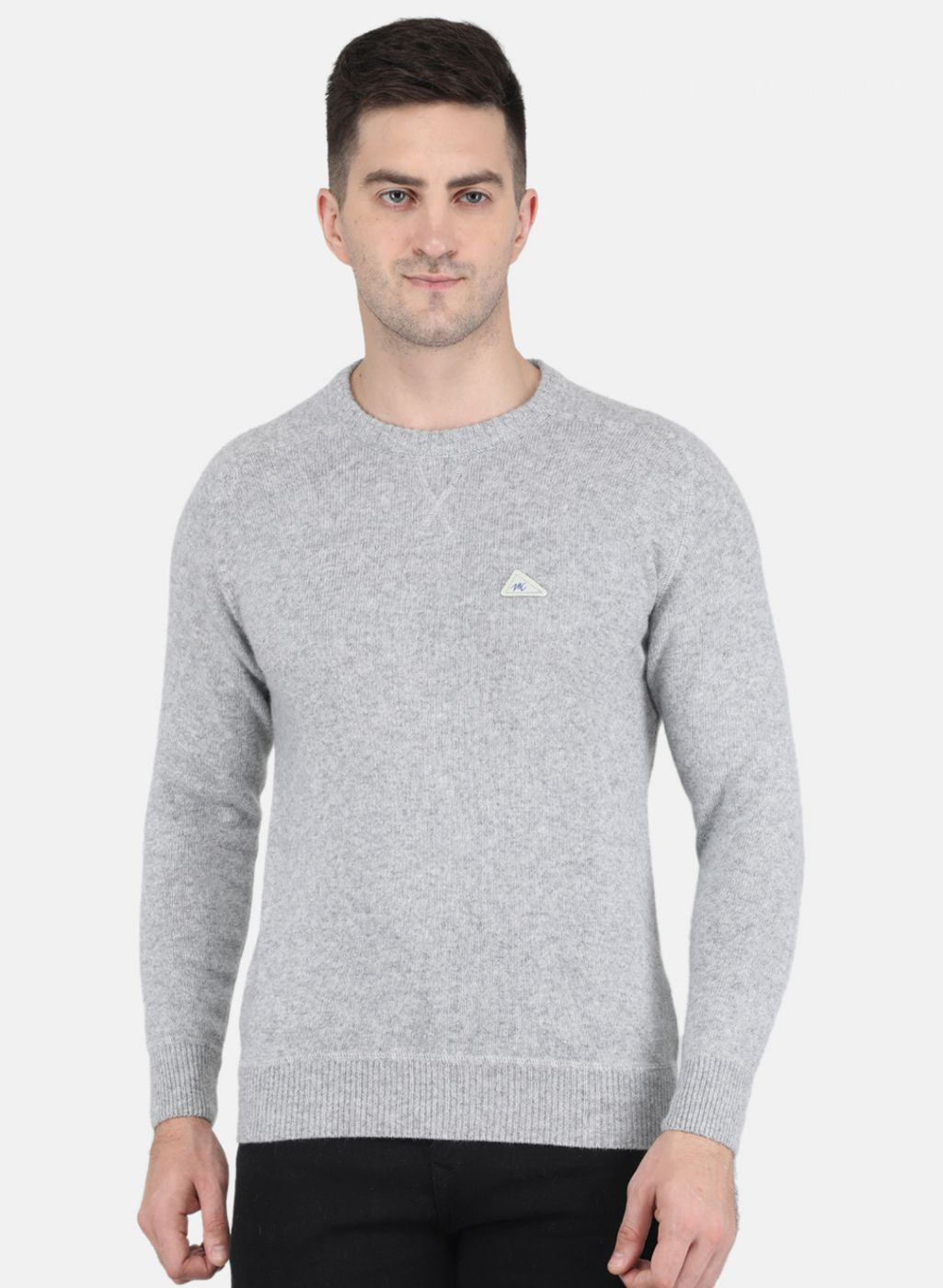 Men Grey Solid Pullover