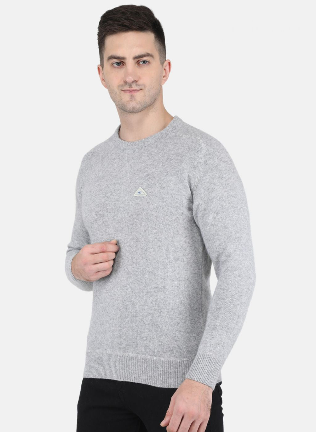 Men Grey Solid Pullover