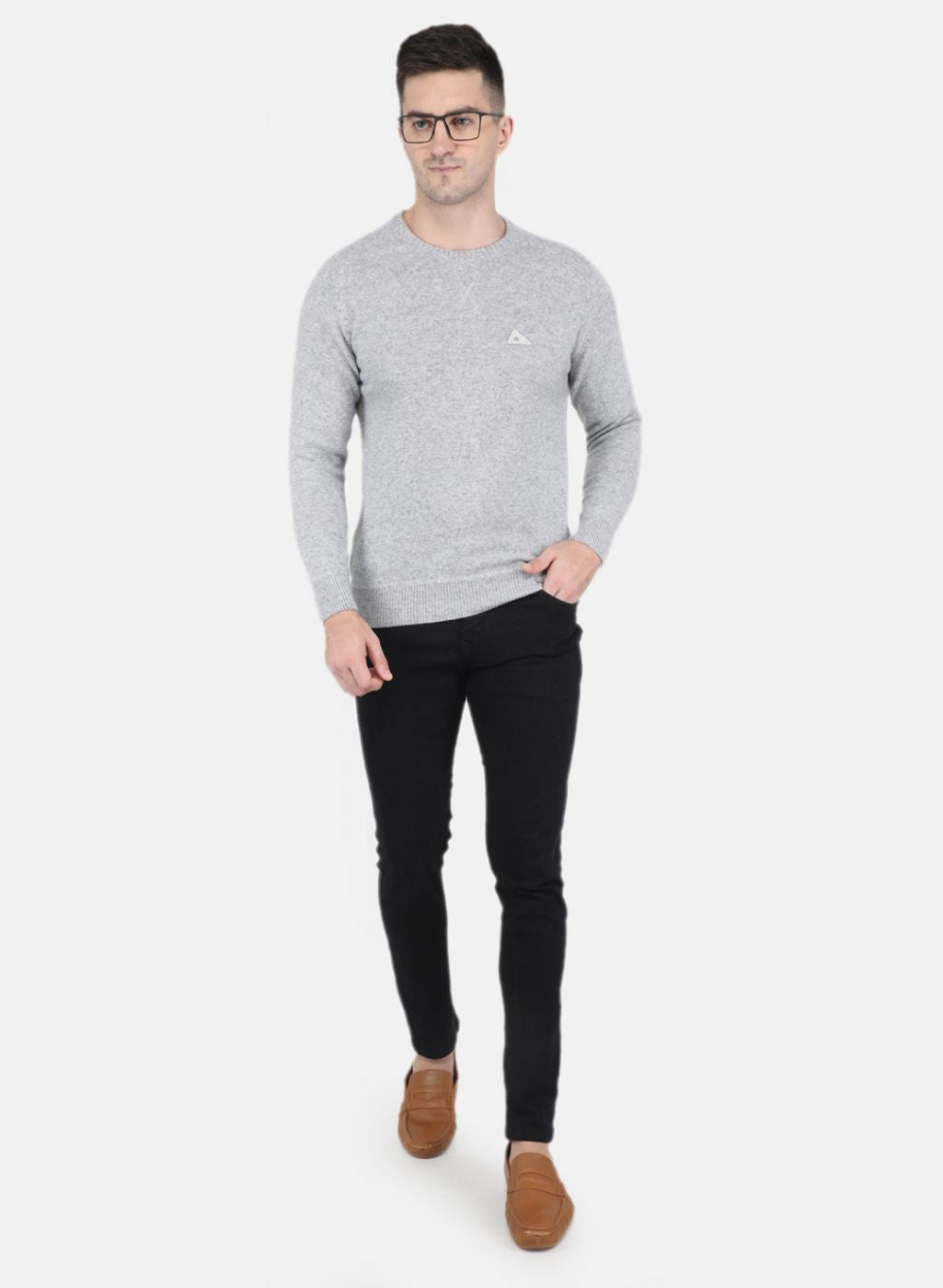 Men Grey Solid Pullover