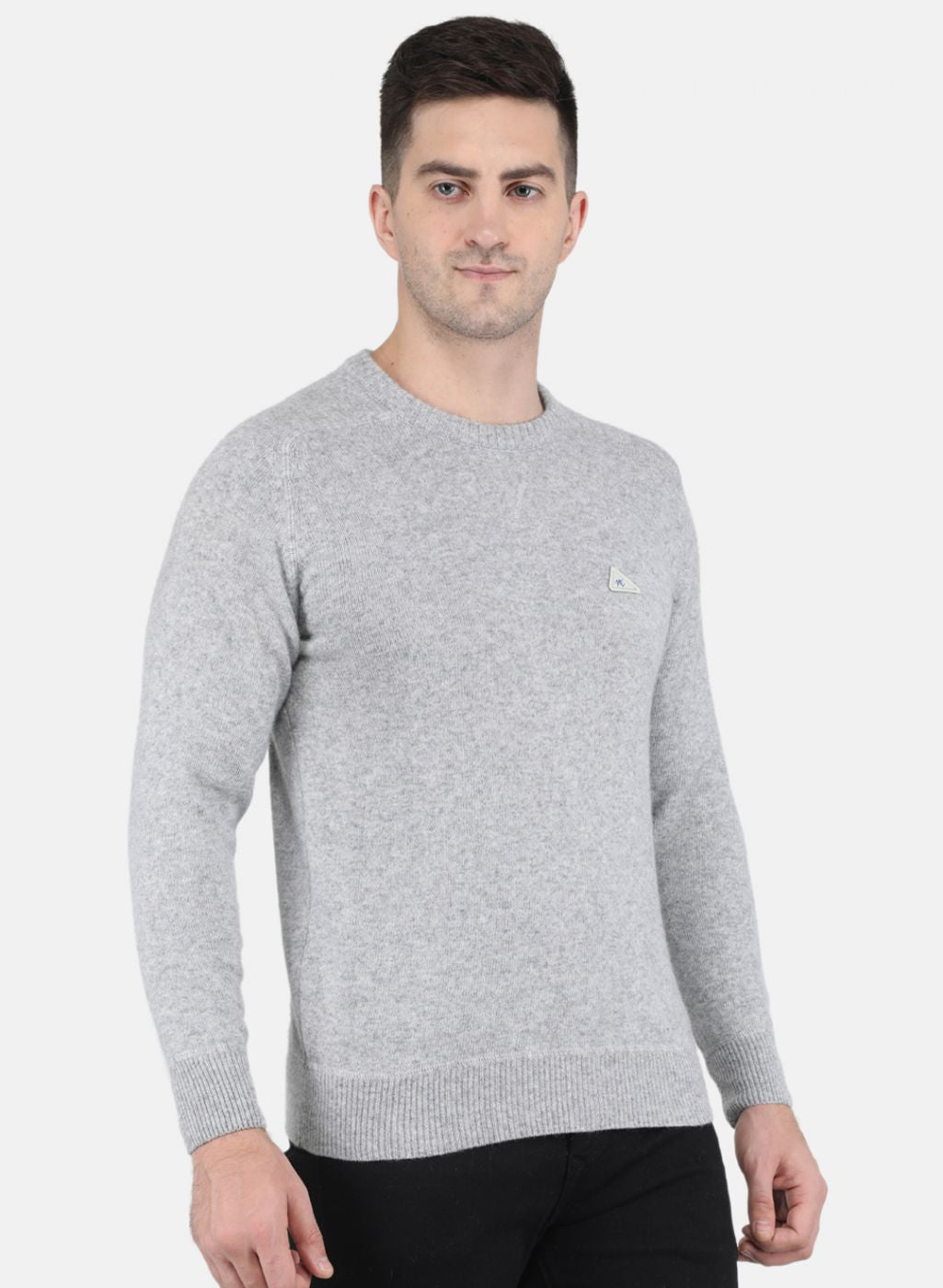 Men Grey Solid Pullover