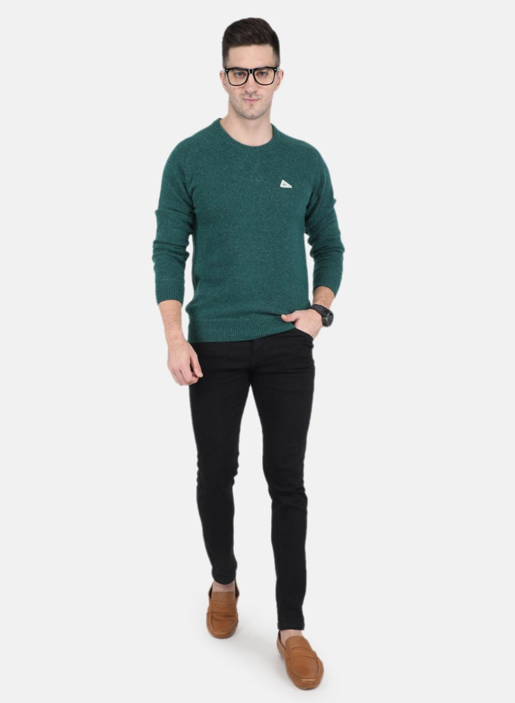 Men Green Solid Pullover