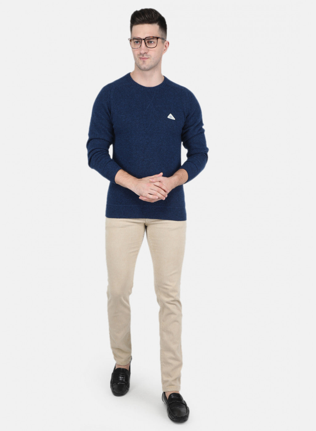 Men Blue Solid Pullover