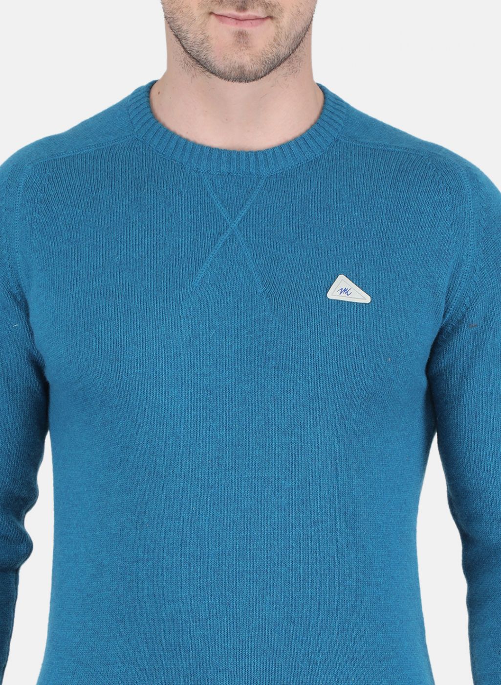 Men Blue Solid Pullover