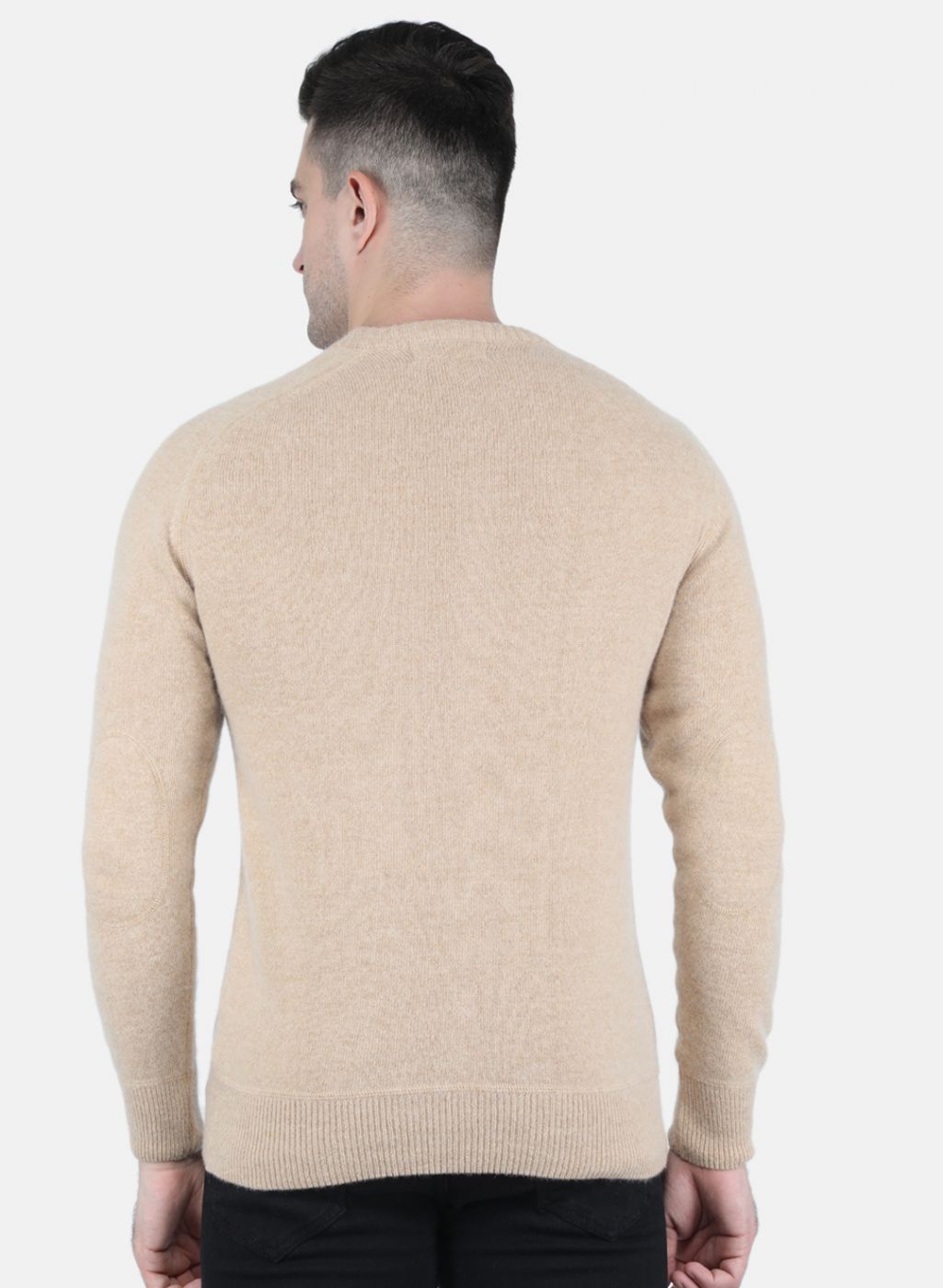 Men Beige Solid Pullover