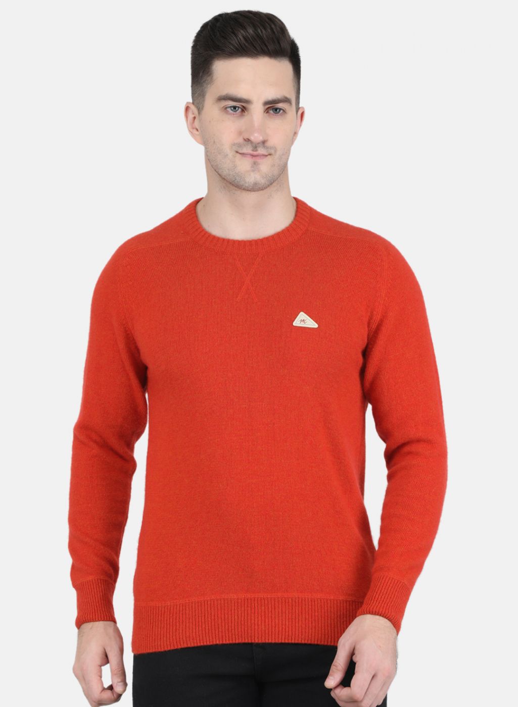 Men Orange Solid Pullover