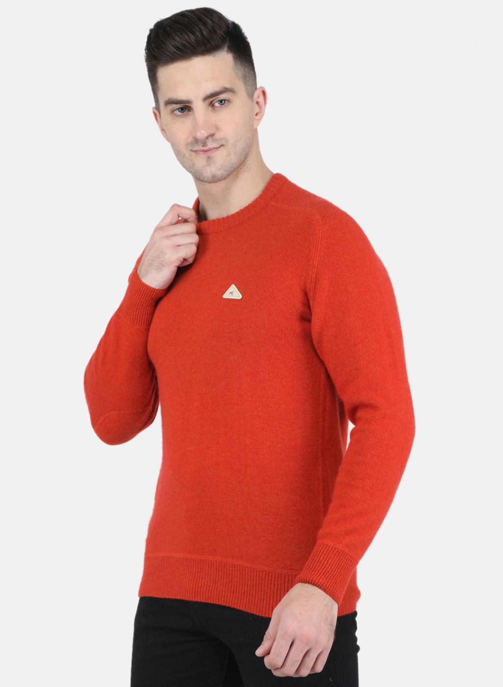 Men Orange Solid Pullover