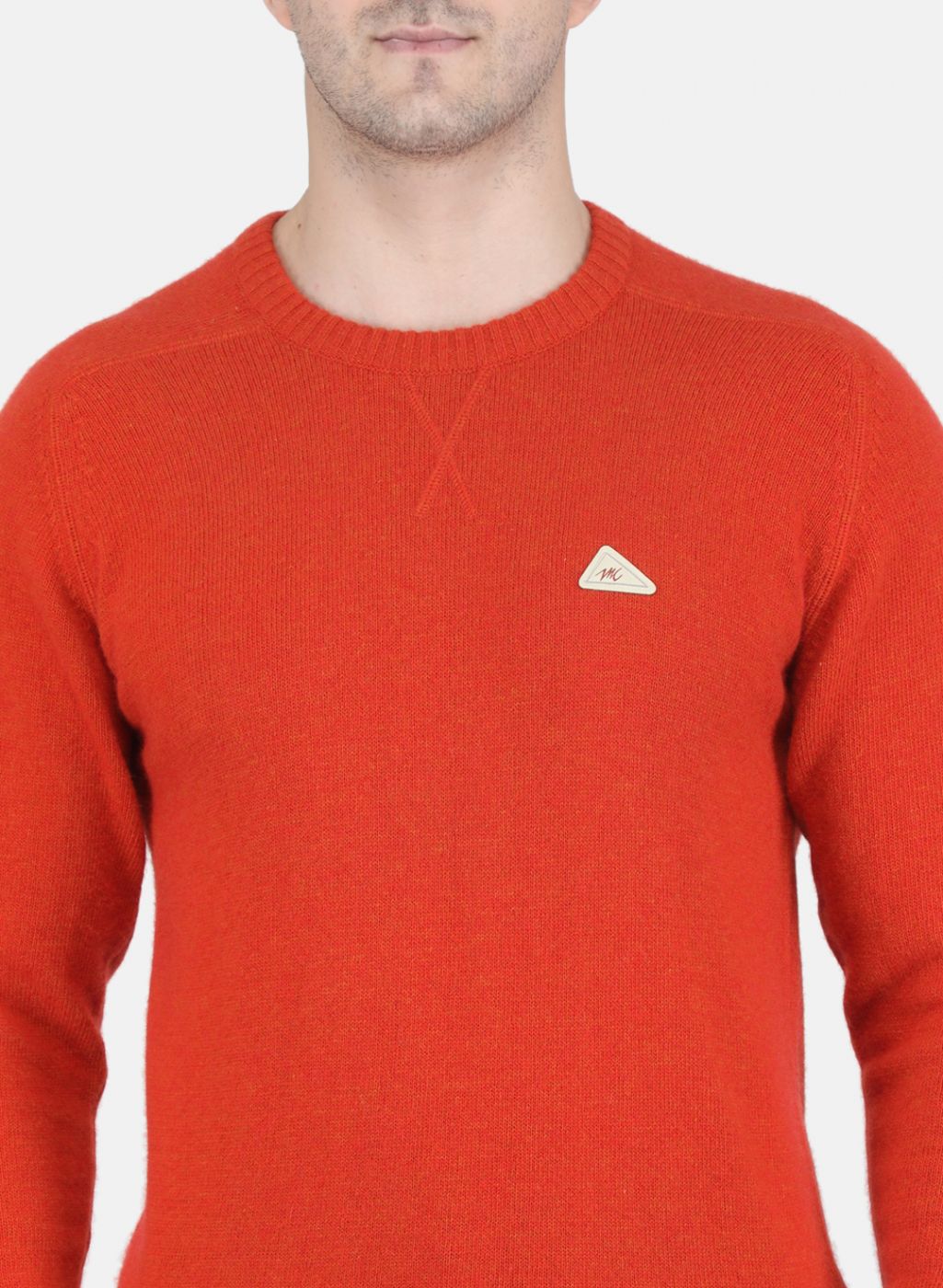 Men Orange Solid Pullover