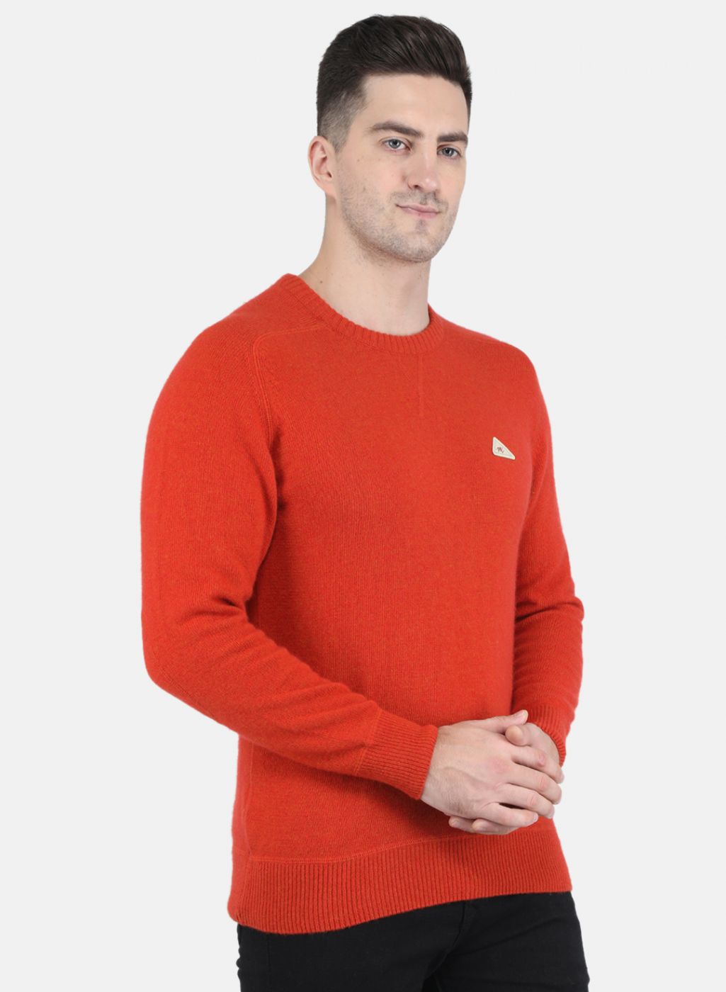 Men Orange Solid Pullover