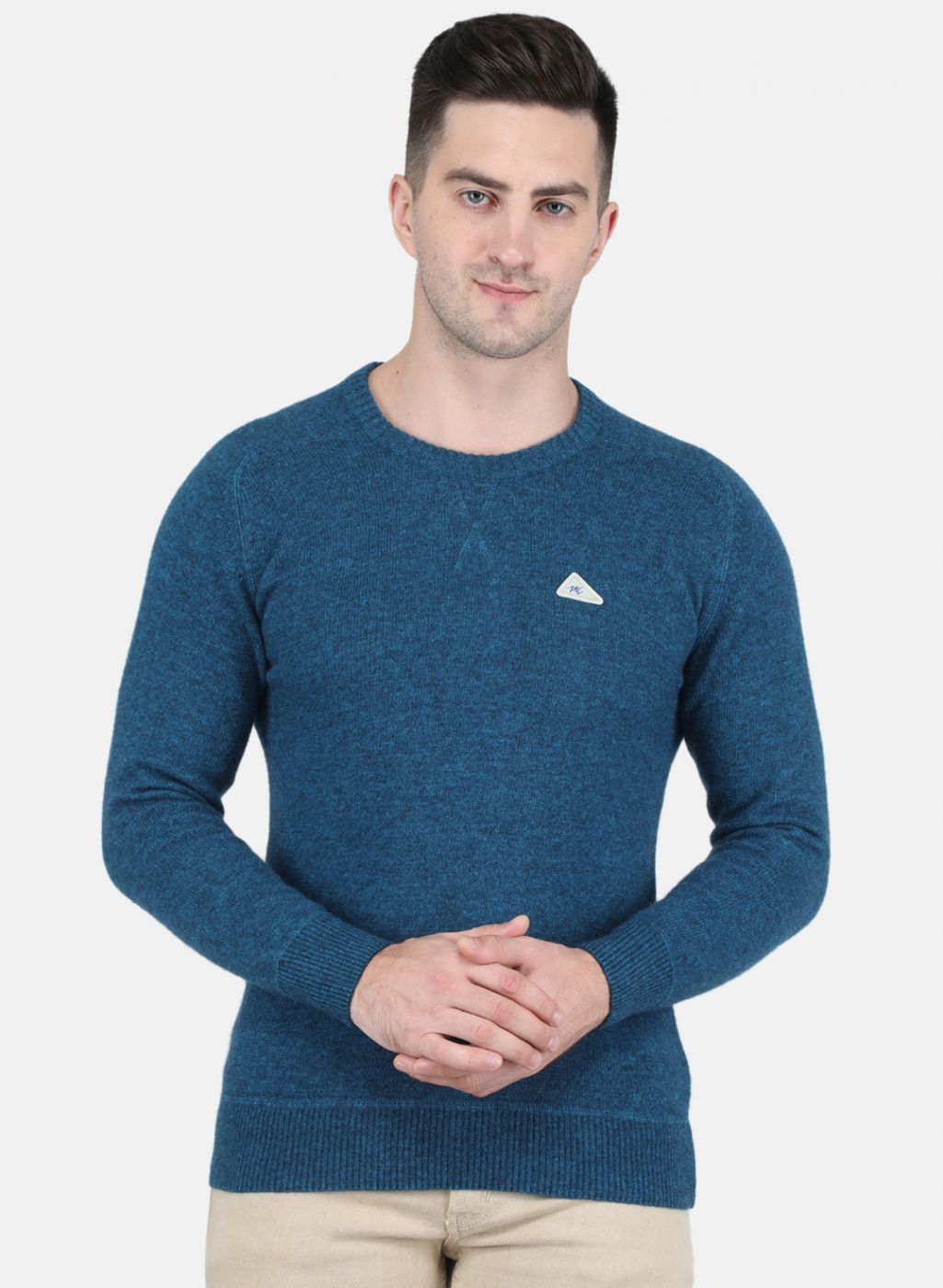 Men Blue Solid Pullover