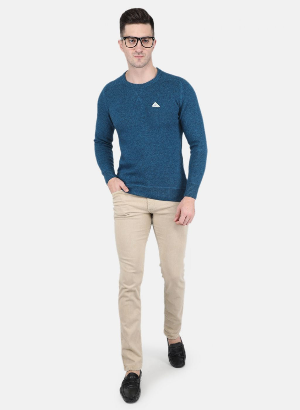 Men Blue Solid Pullover