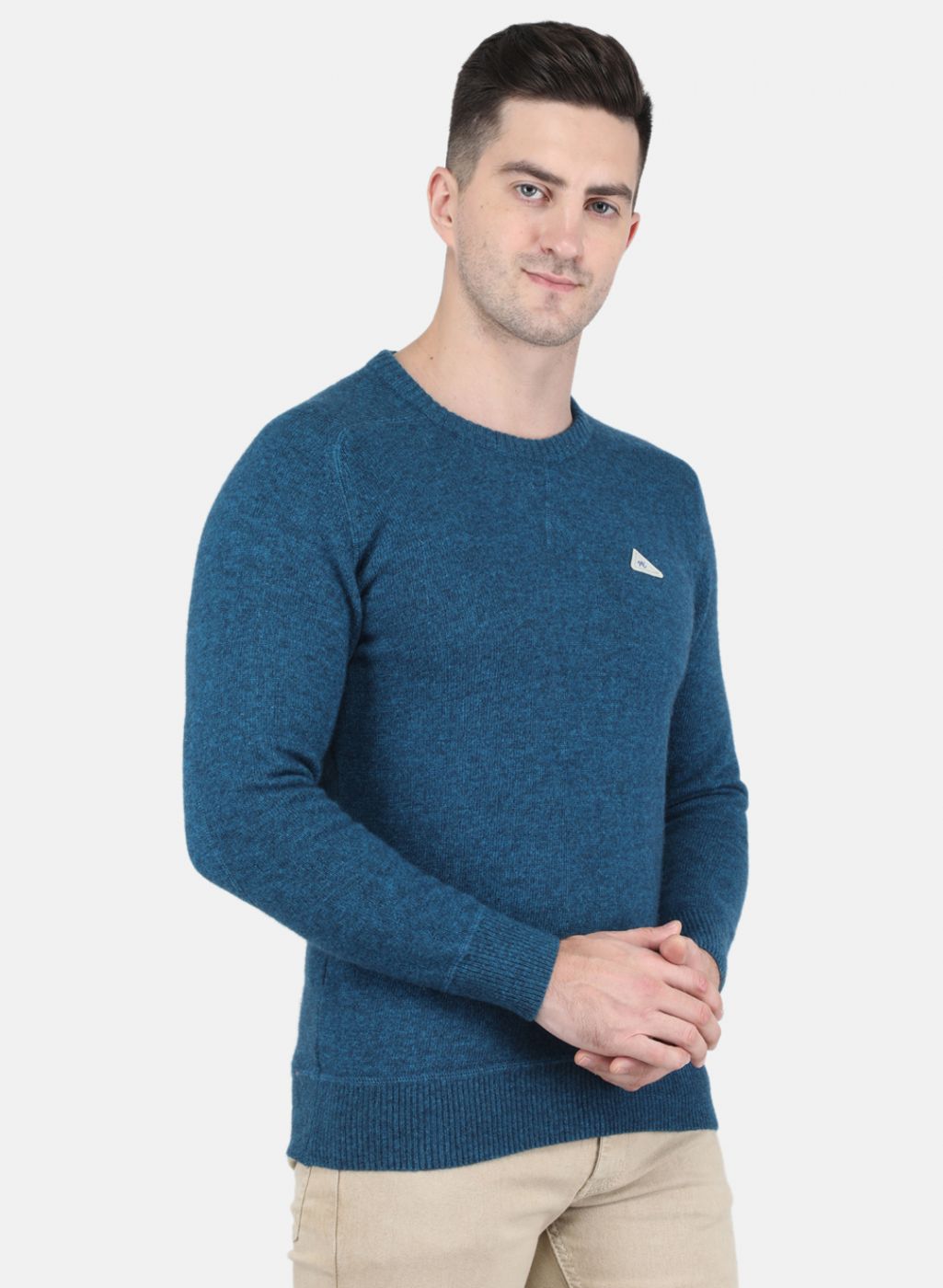 Men Blue Solid Pullover