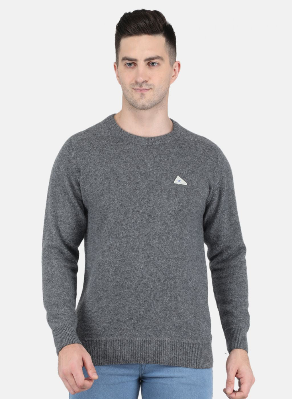 Men Grey Solid Pullover