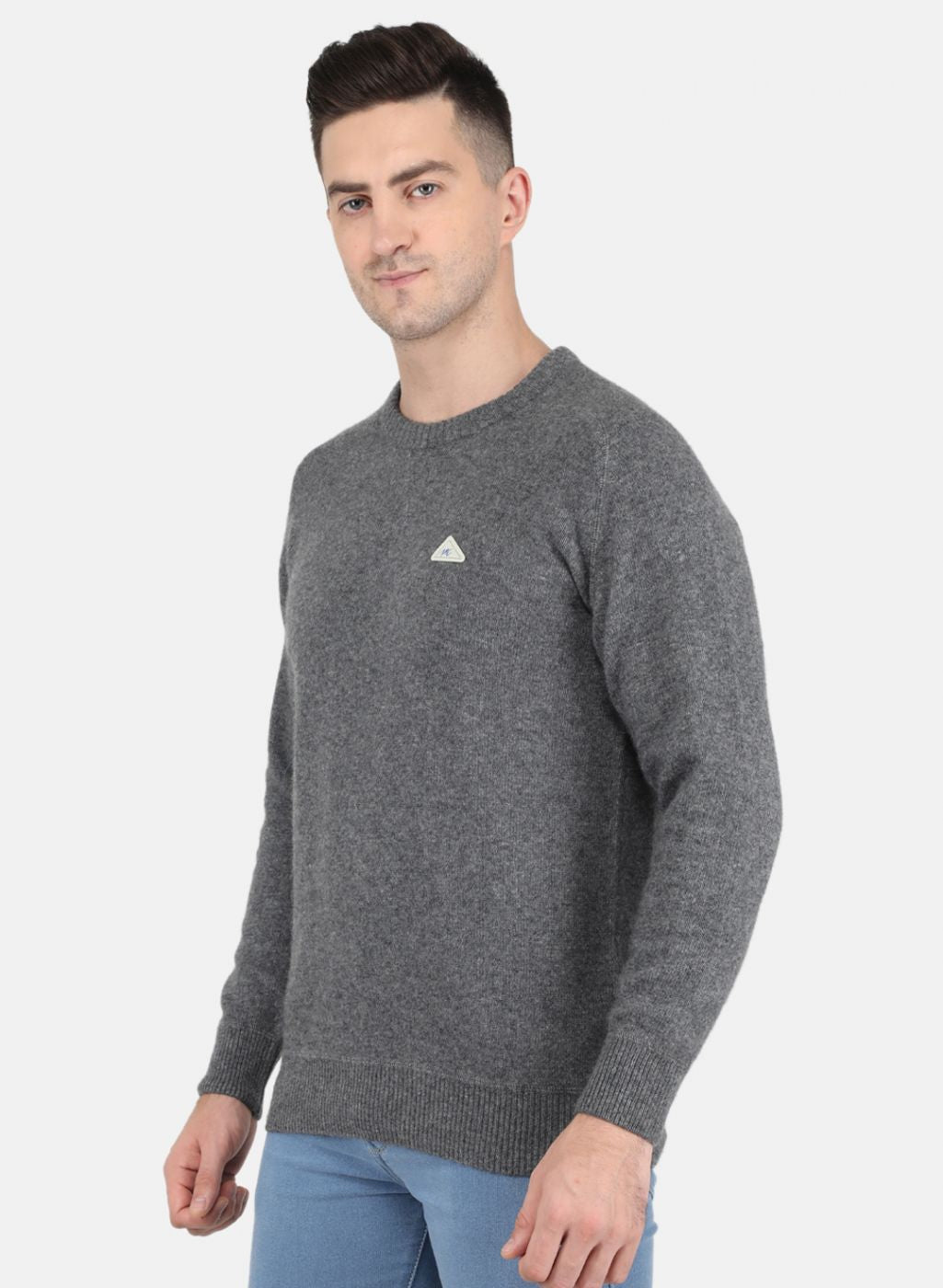 Men Grey Solid Pullover