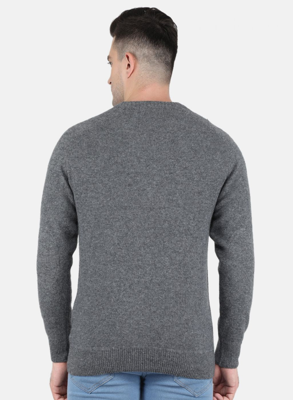 Men Grey Solid Pullover