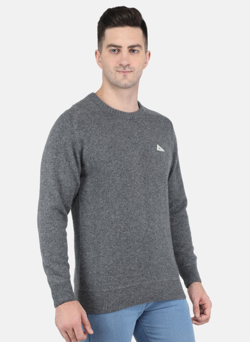 Men Grey Solid Pullover