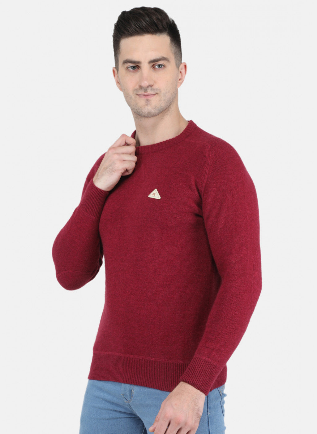 Men Red Solid Pullover