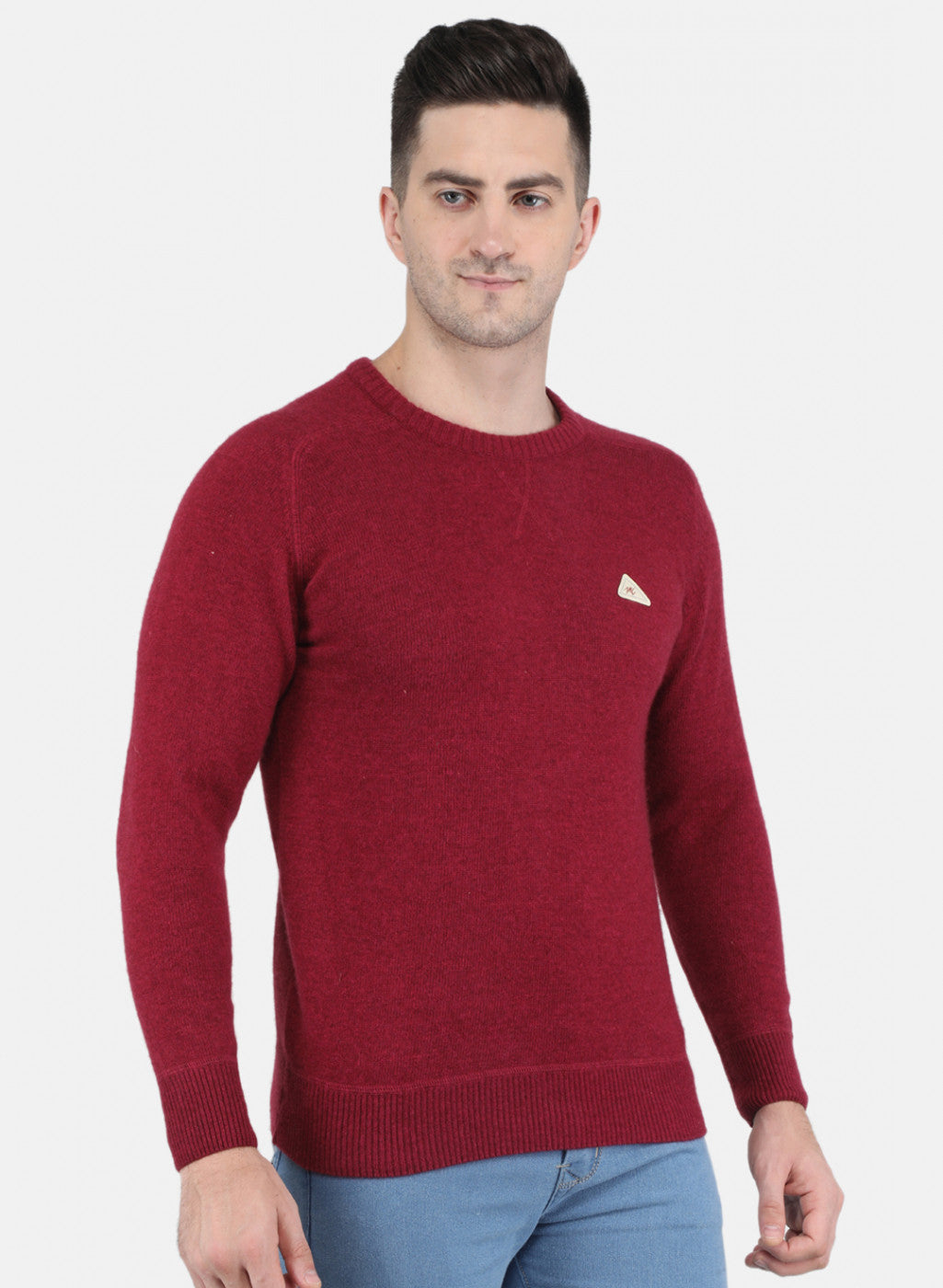 Men Red Solid Pullover