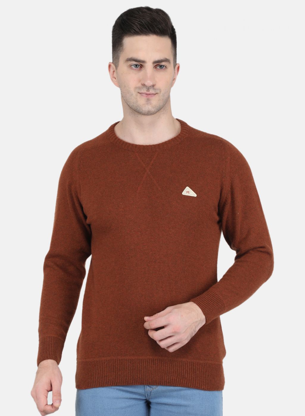 Men Brown Solid Pullover