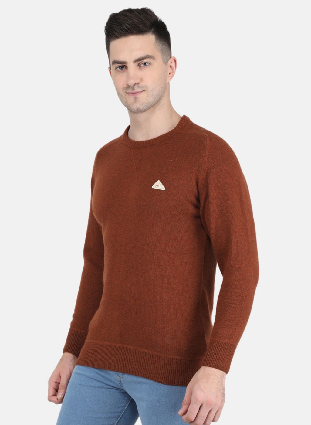 Men Brown Solid Pullover