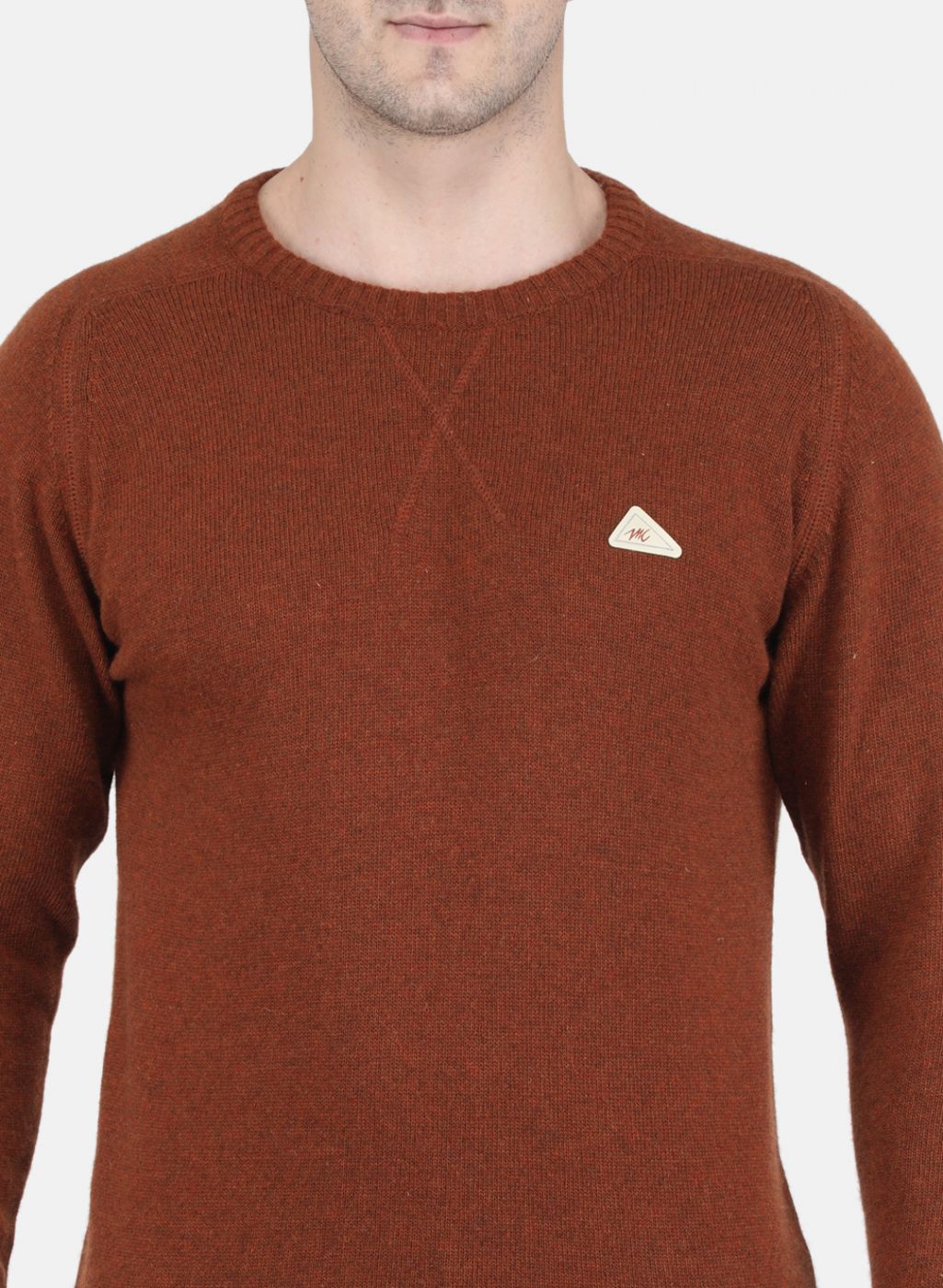 Men Brown Solid Pullover