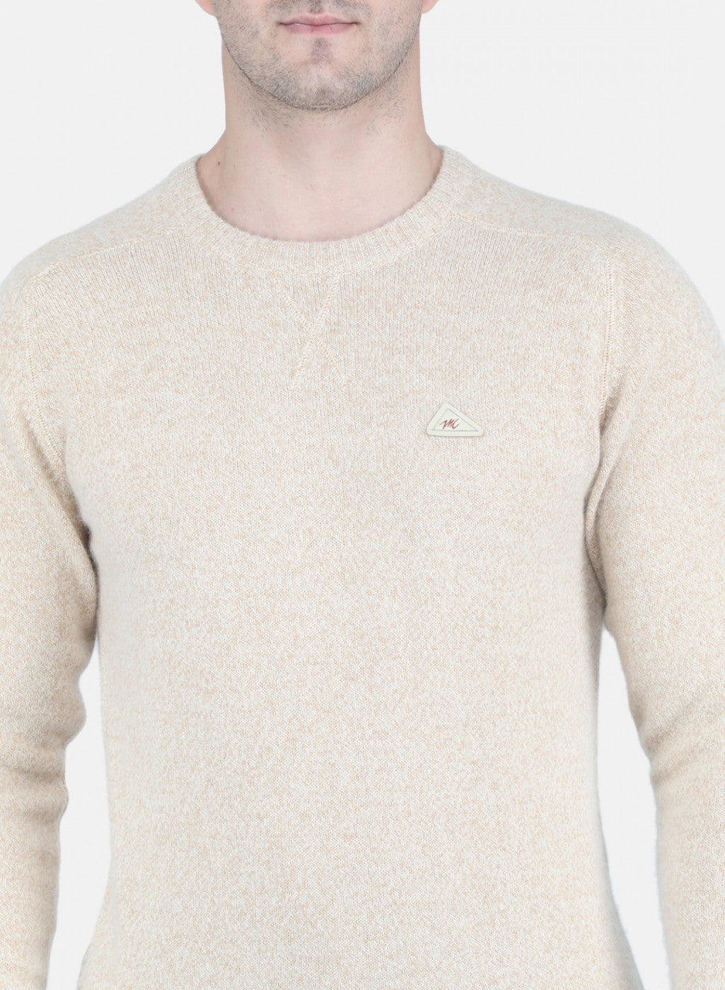 Men Beige Solid Pullover