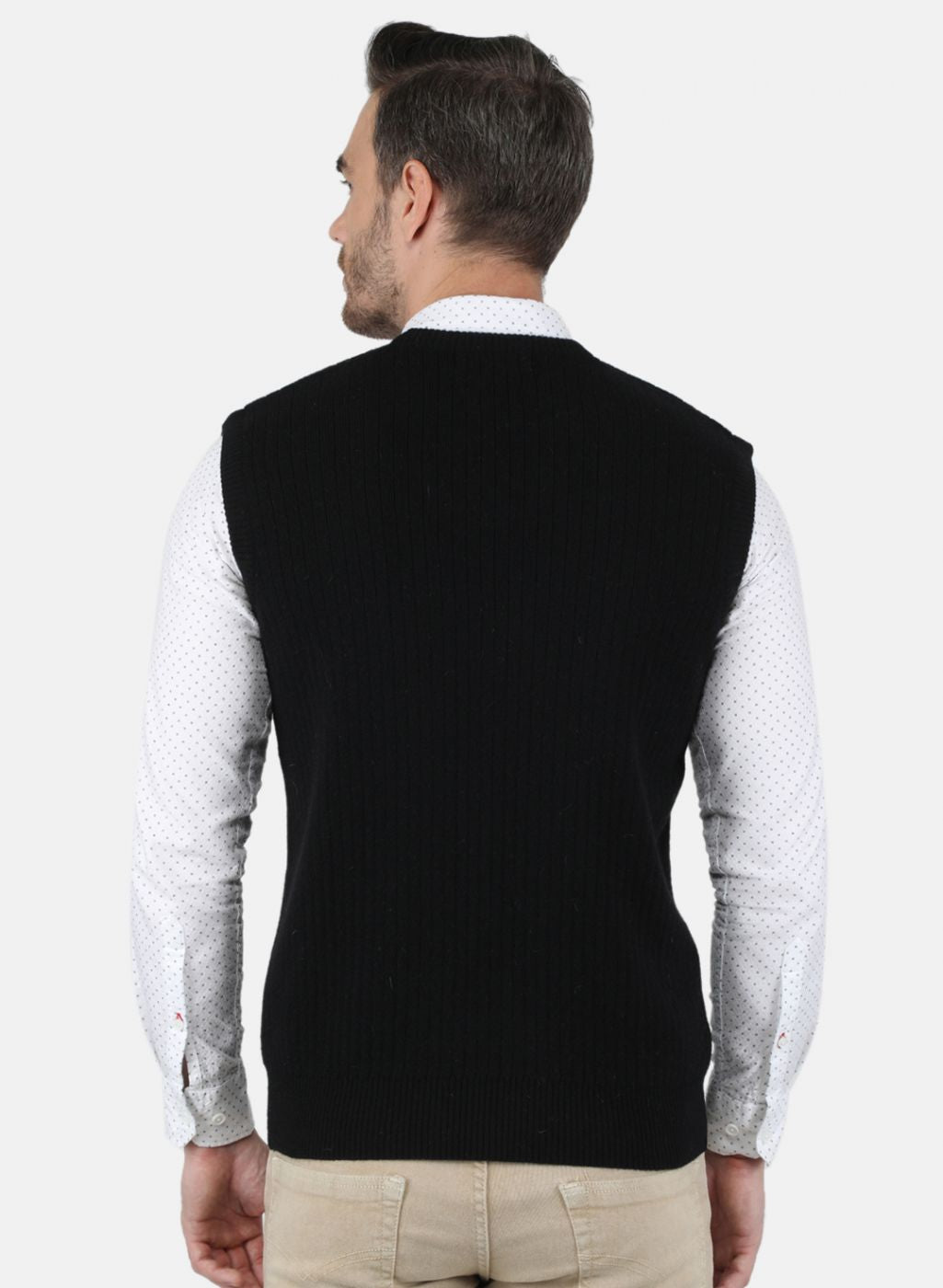 Men Black Solid Sweater