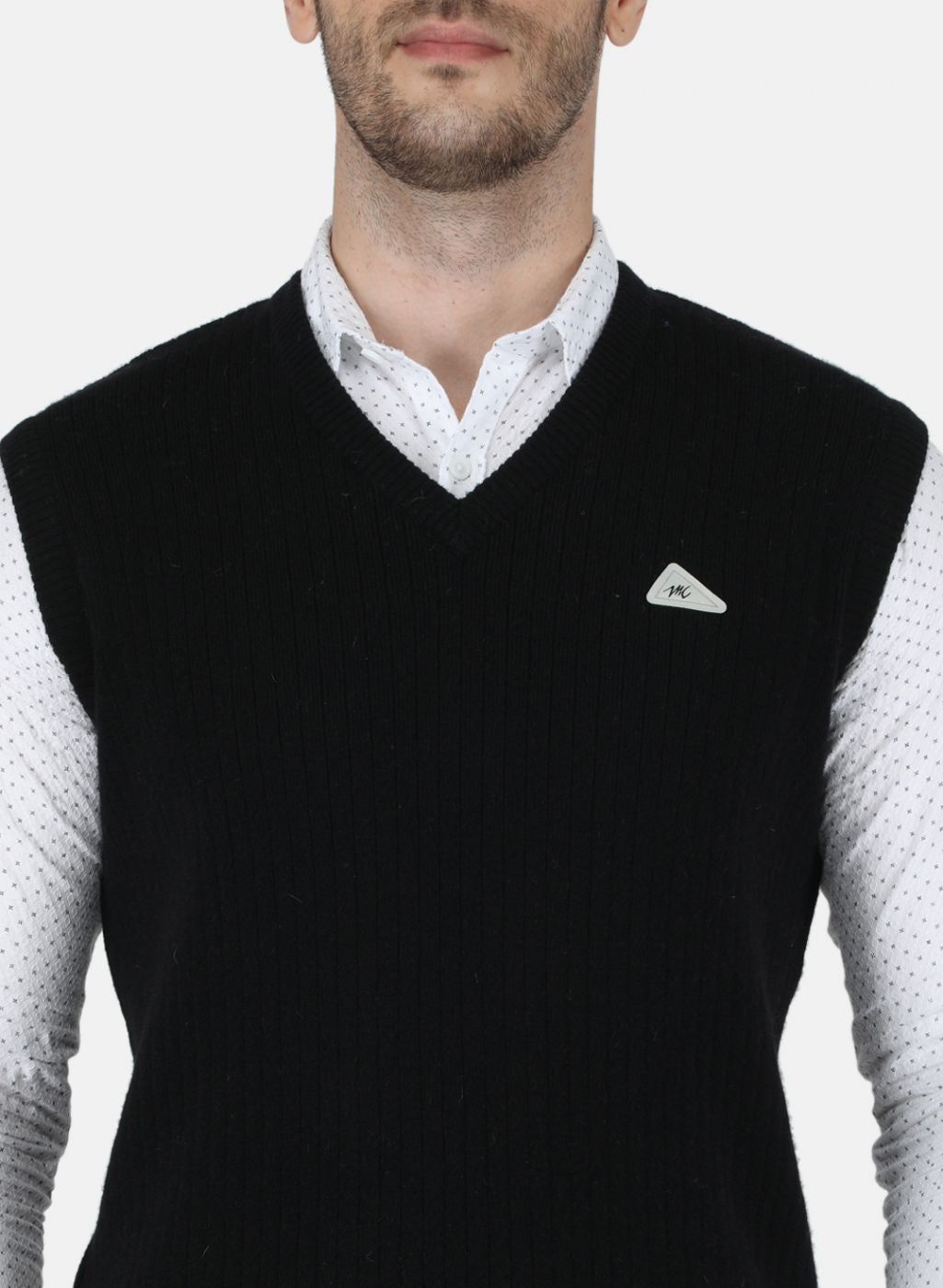 Men Black Solid Sweater