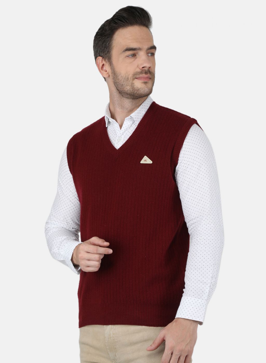 Men Maroon Solid Sweater