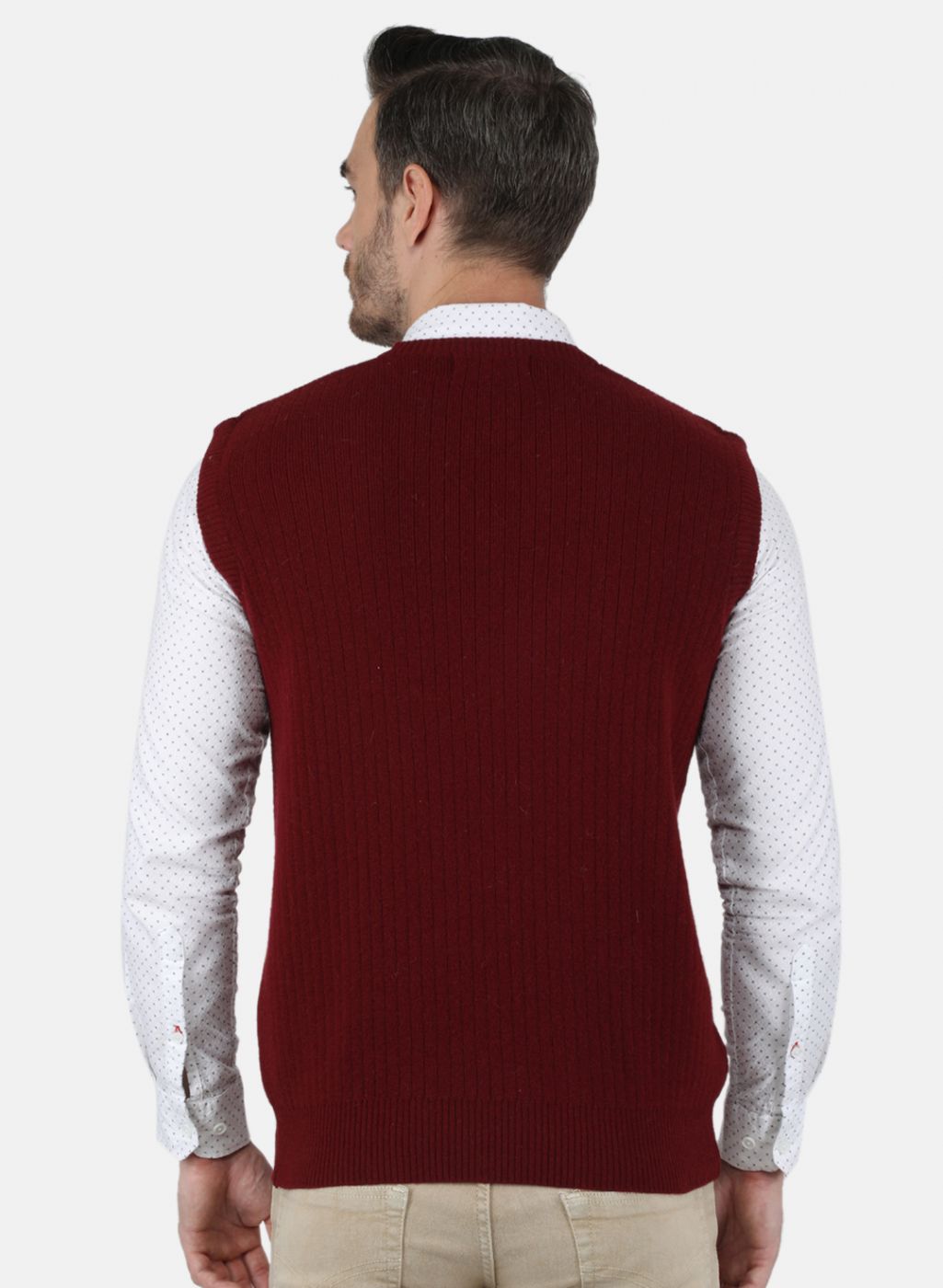 Men Maroon Solid Sweater